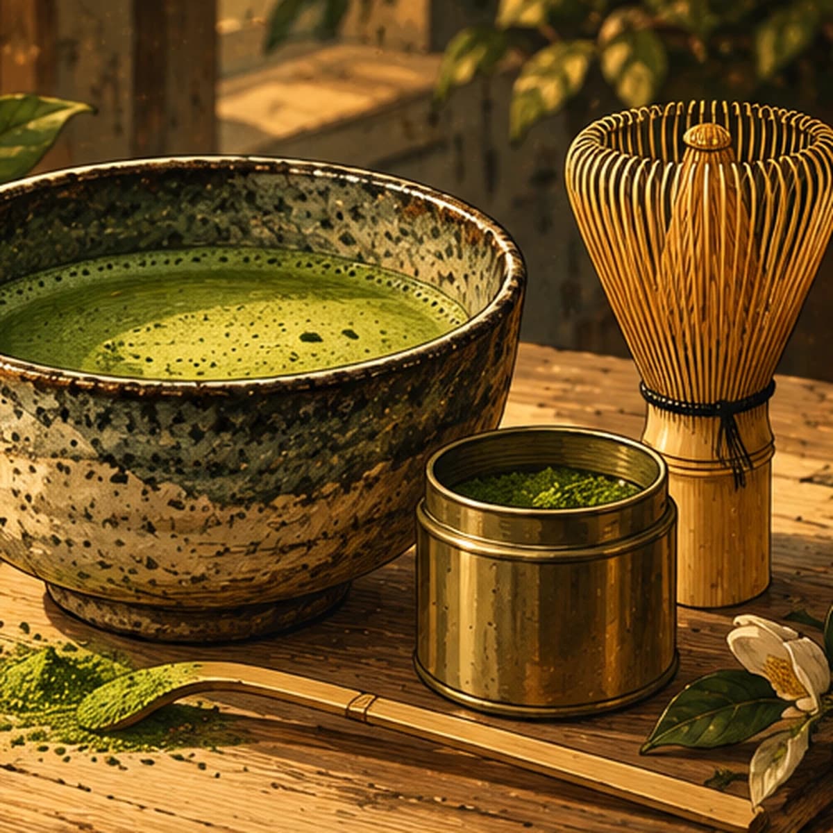 A bowl of matcha, the category image for matcha on this shelf.